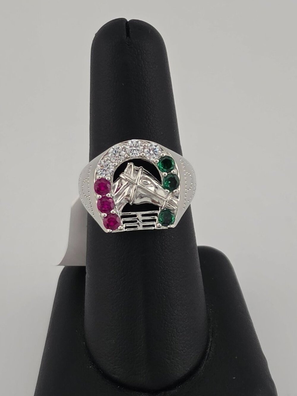925 Sterling Silver Horse Face Ring with Lucky Horseshoe Design Ring